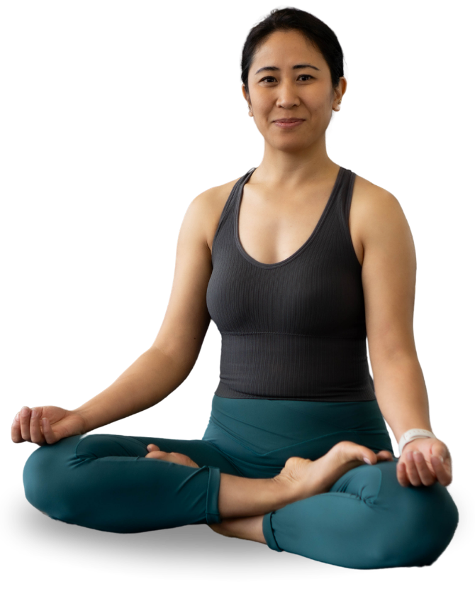 Nawang in a seated yoga pose